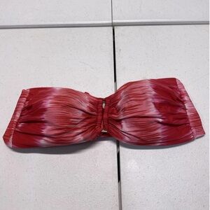 La Blanca Red Tie-Dye Strapless Bikini Top